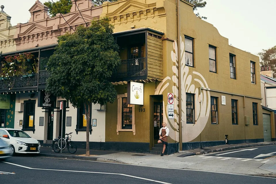 The original Campos Coffee café on the corner at 193 Missenden Road, Newtown.